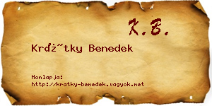 Krátky Benedek névjegykártya